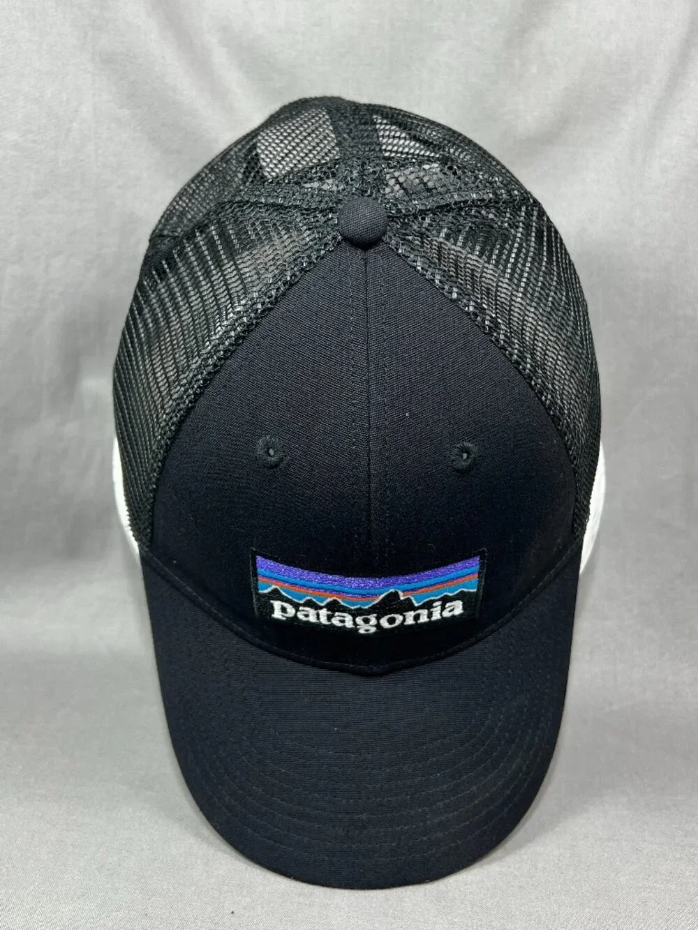 Patagonia P6 Trucker Hat Snapback Black Mesh Hiking Outdoor Adjustable Mens Cap